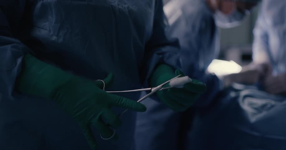 A medical team works on a surgery