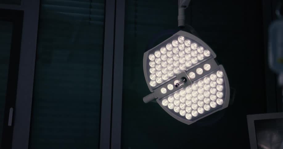 A bright light used in an operating room