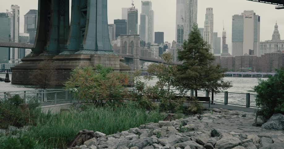A woman runs along a path beside the water