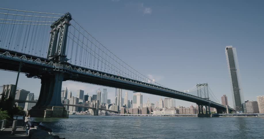 A scenery of brooklyn bridge from under the bridge