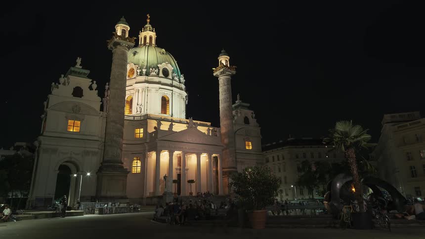 Church at night timelapse