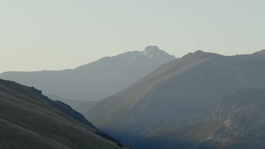 The fog is covering the mountain range