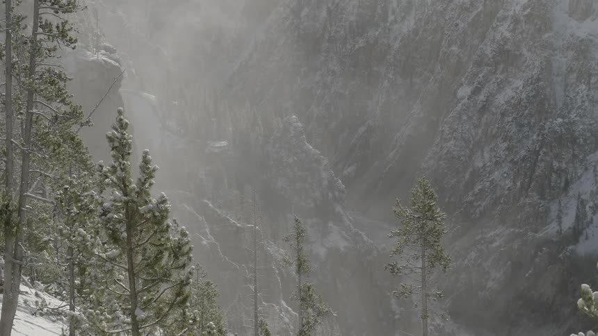 A scenery of a cold mountain at winter