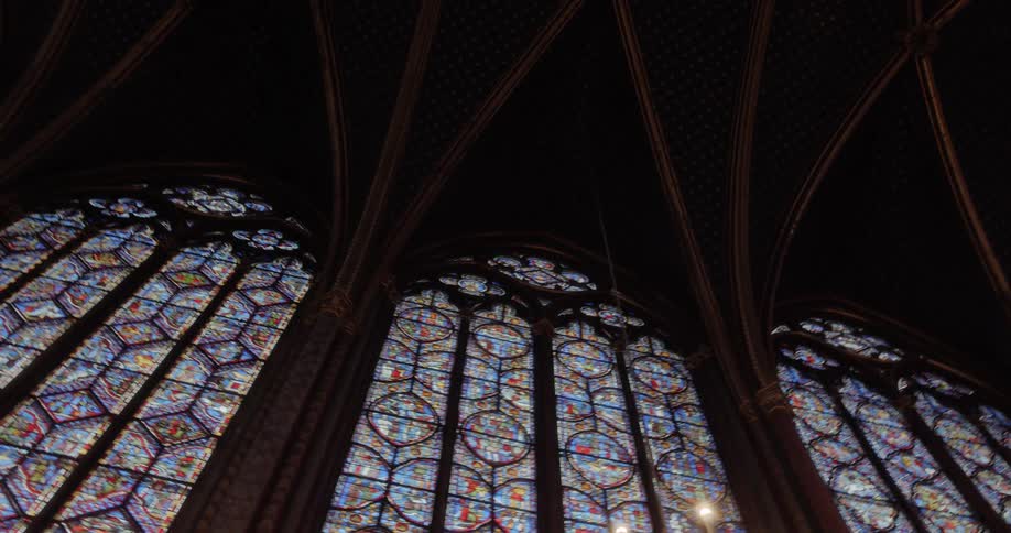 The inside roof of a cathedral