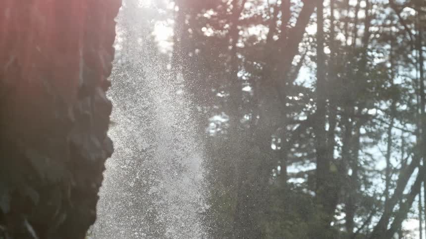 A scenery of a slow motion waterfall