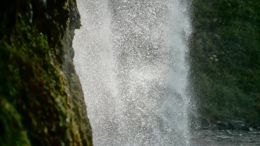A slow motion view of a beautiful waterfall
