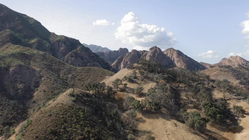 Landscape view of tree covered hills