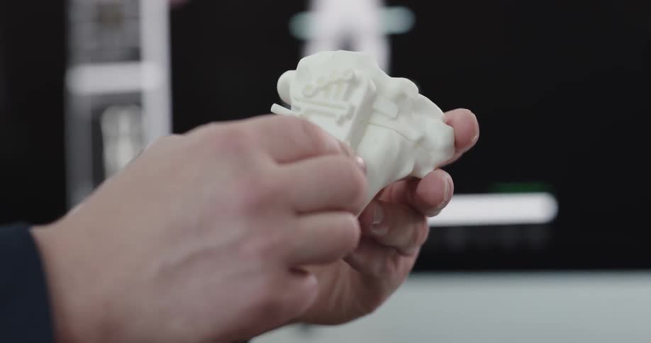Man examines bone model
