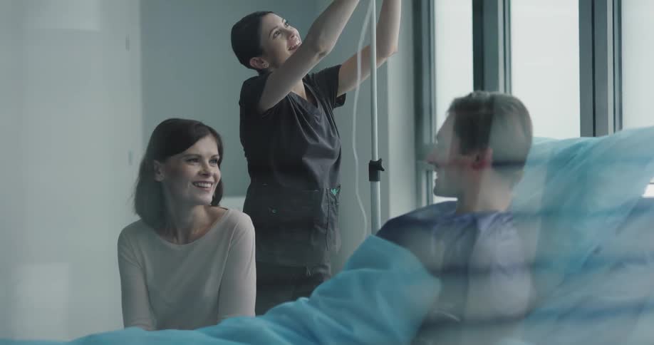 A happy moment in a hospital room