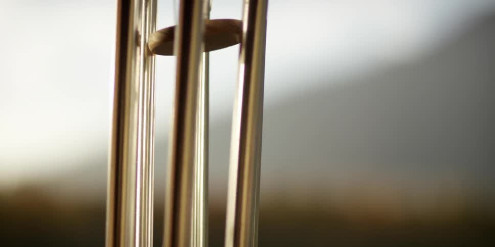 Wind chime blowing in the wind