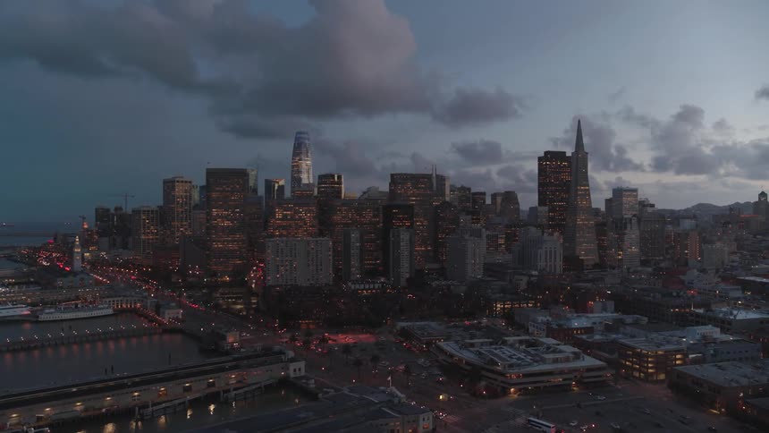 A scenery of a metropolitan city at dawn