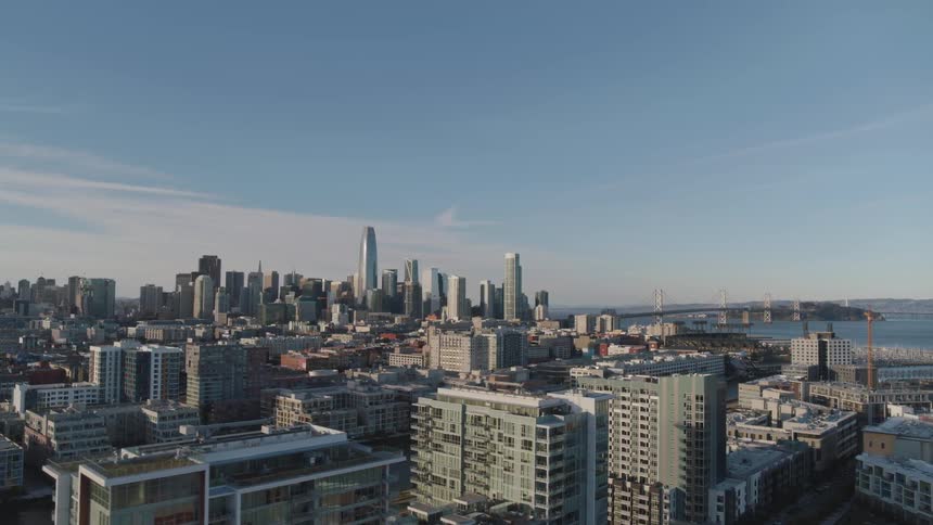 An aerial view of a developed city at day