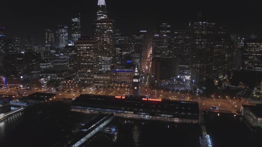 Birds eye view of a city at night