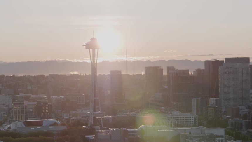 Skyline of the city with tall buildings on a sunny day