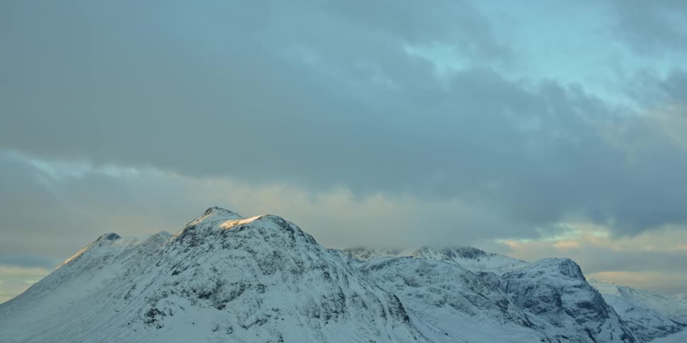 Landscape view of a snow covered mountain