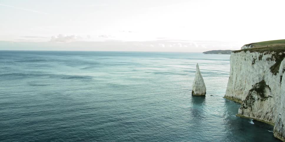 Landscape view of the sea meeting a cliff