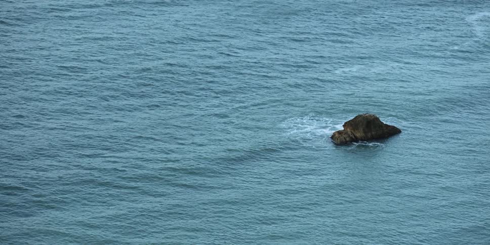 Birds eye view of a rock in the water