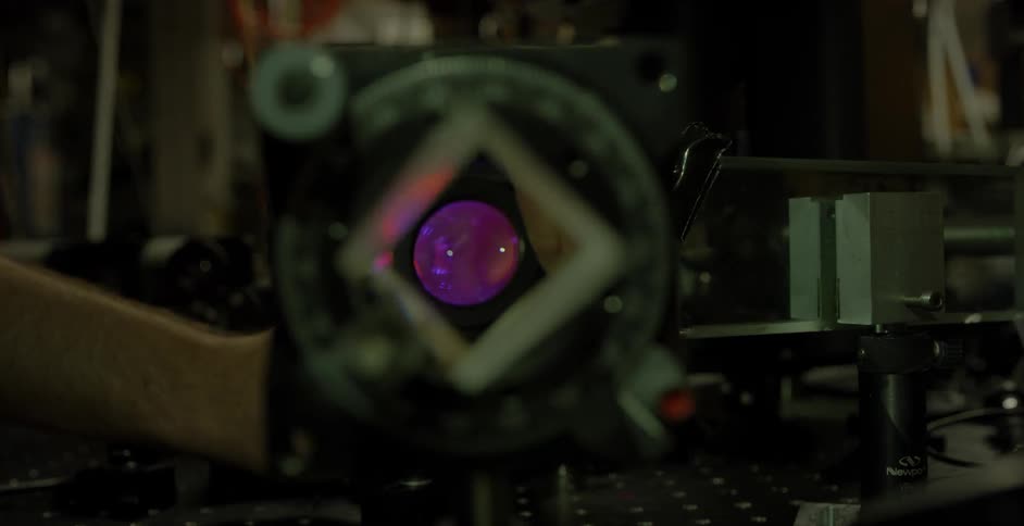 A light flashes inside of an instrument