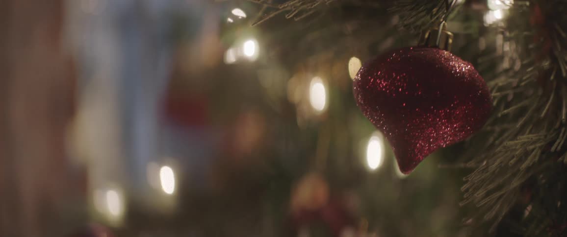 A close up look of christmas tree decoration