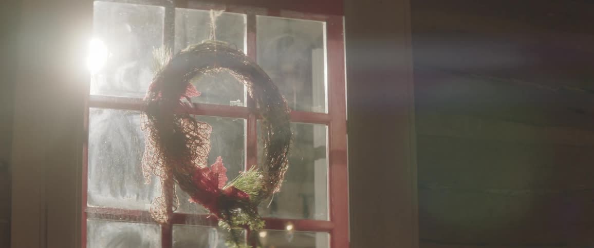 A christmas wreath on a door
