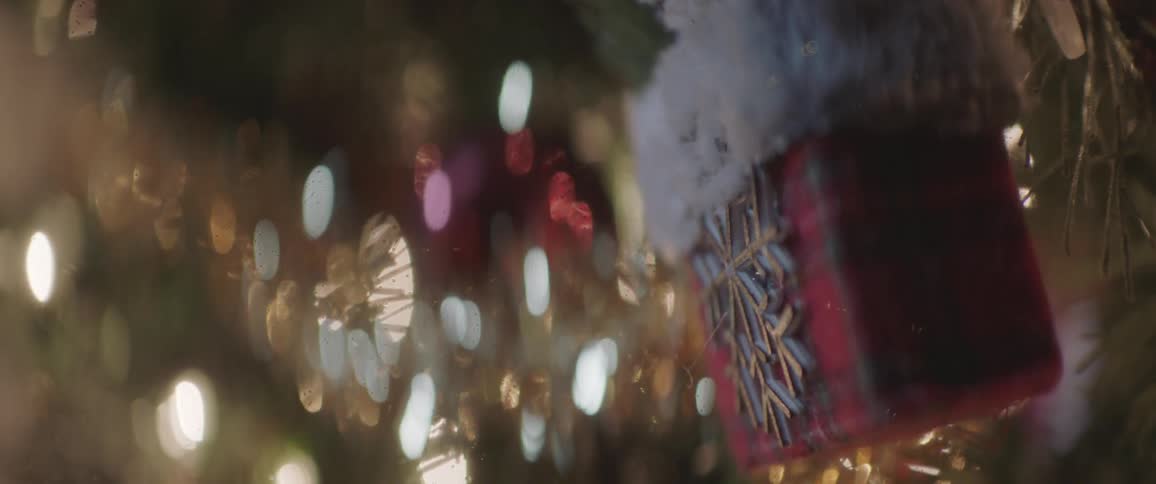 Lights glow inside a christmas decoration