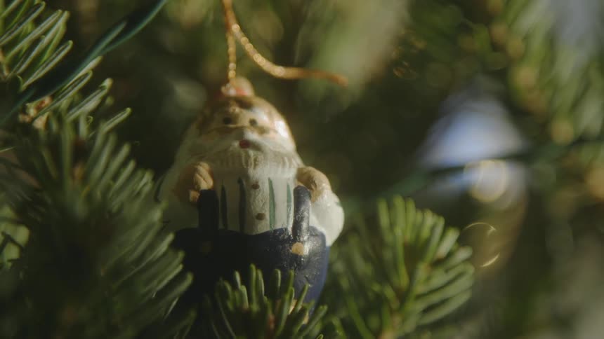 A closer look of a christmas tree decoration