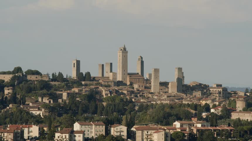 A static shot of a european city