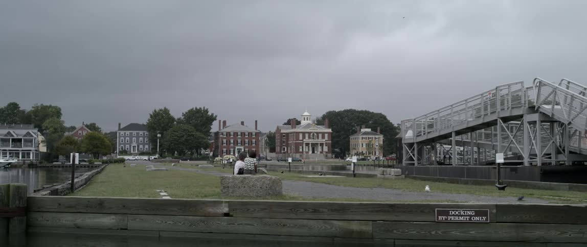 Landscape view of houses on the waterfront
