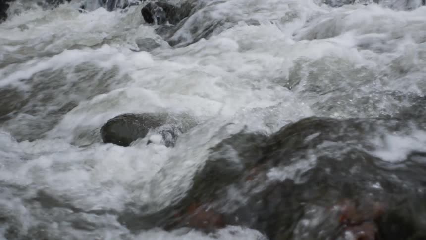 Water rapids rushing over rocks