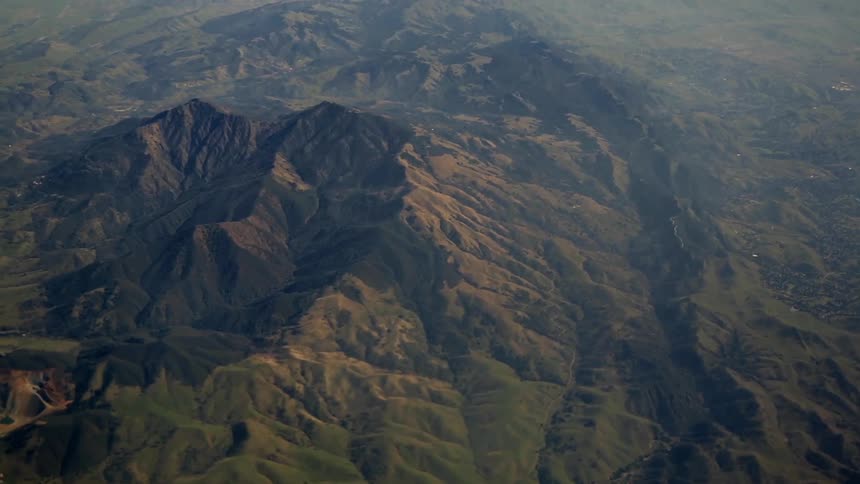 Aerial view of green mountains
