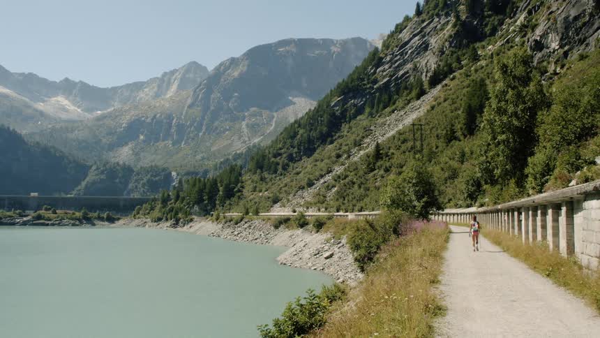 A scenery of a green mountain