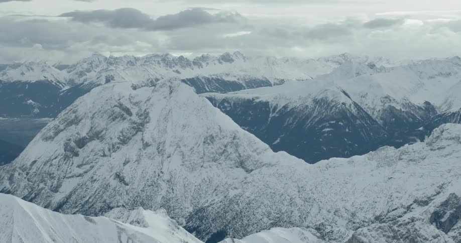 Birds eye view of the snow covered mountains