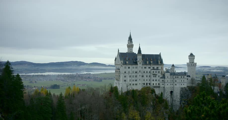 A scenery of a castle in the middle of forest