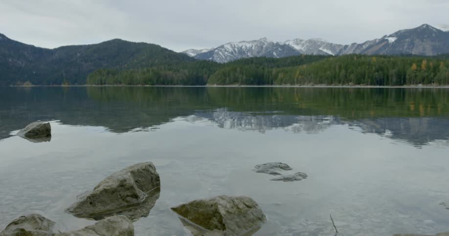 A scenery of a reflective lake