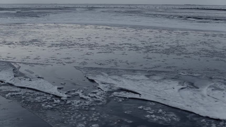 A scenery of a river at winter