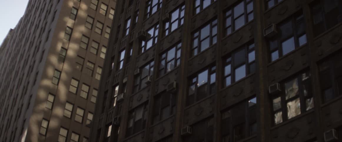 View of skyscrapers downtown in a city