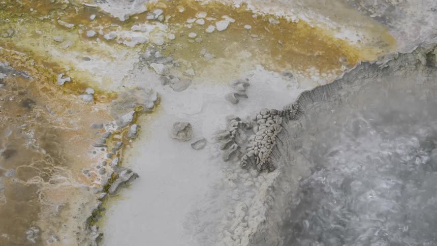 Water bubbles in a crater