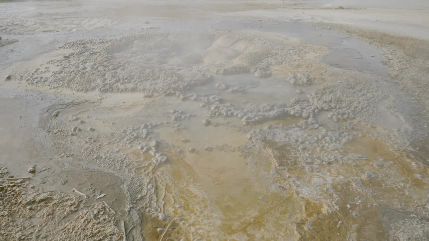A warm spring with clay and smoke