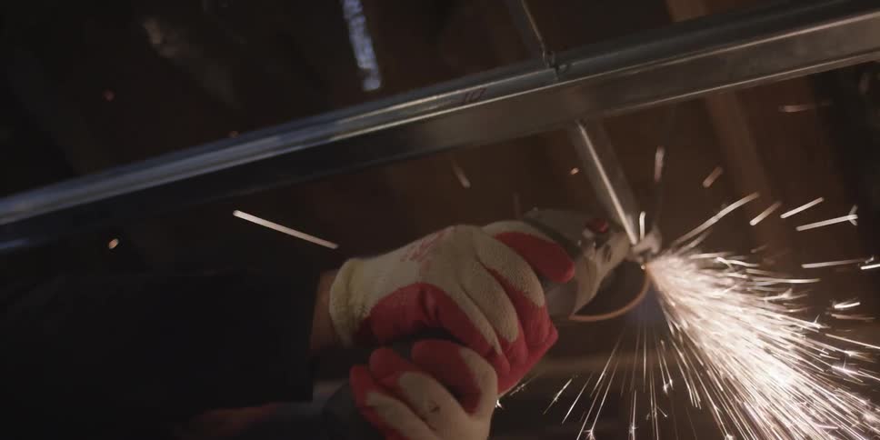 Sparks fly as someone welds