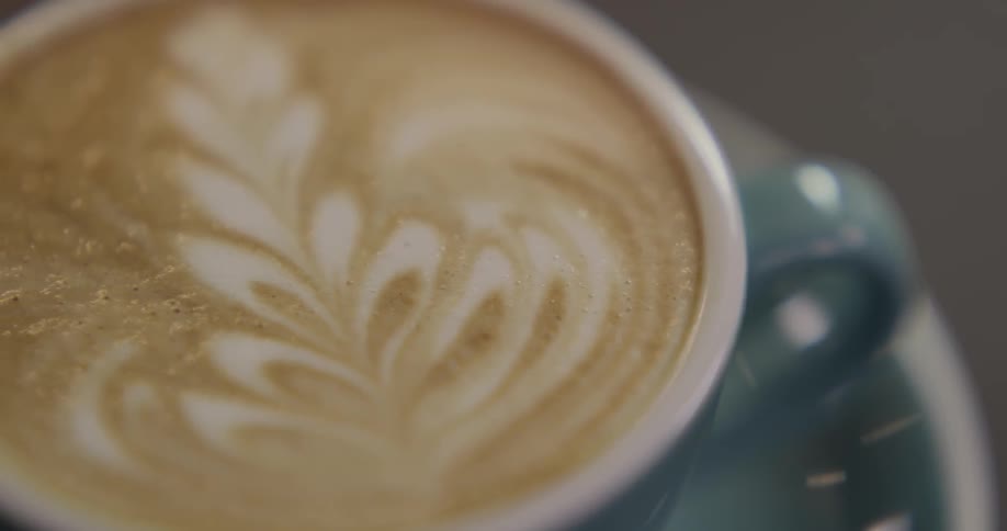 A cup of coffee has a design on top of it made from cream