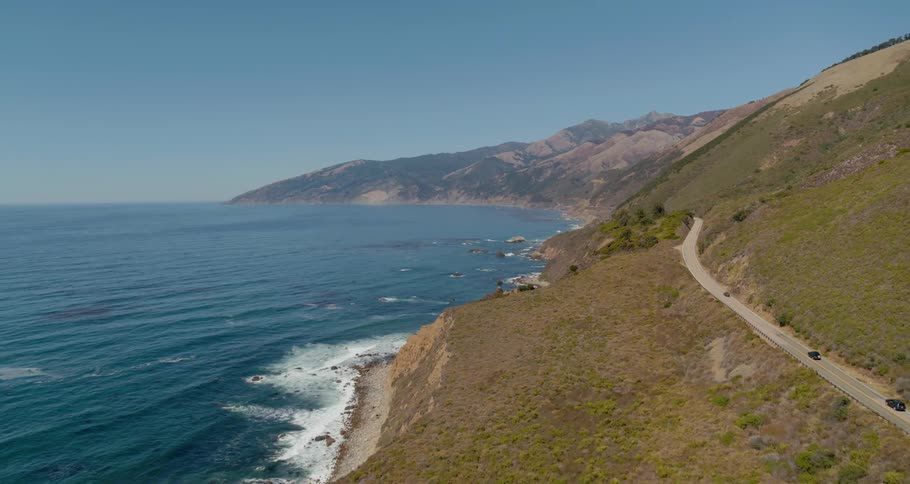 Landscape view of the shoreline and hills