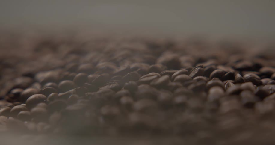A large pile of coffee beans can been seen settling while it sits in a larger container