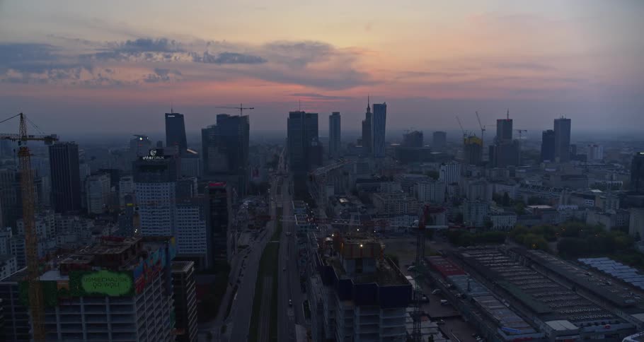 Skyline view of a downtown area in a city