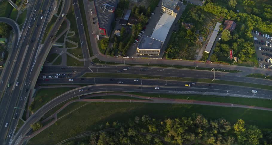 Birds eye view of busy freeways