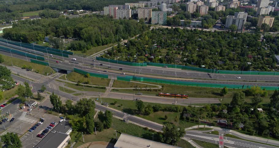Traffic on a highway outside of a city