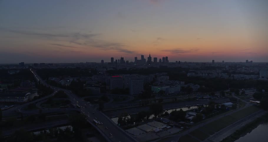 A city scenery at dawn