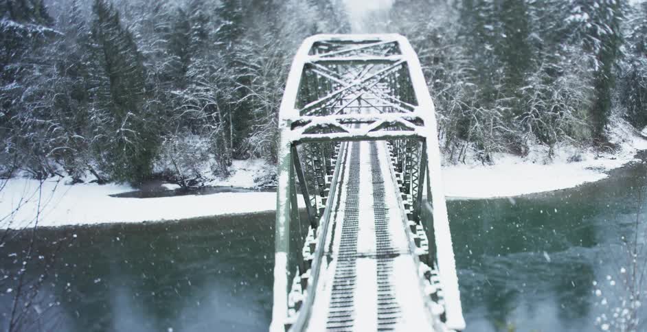 A snow covered bridge