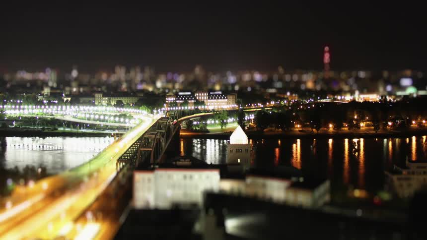 Time lapse footage of cars in city at night