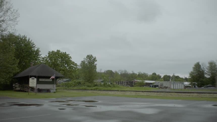 The lot is wet near the flag