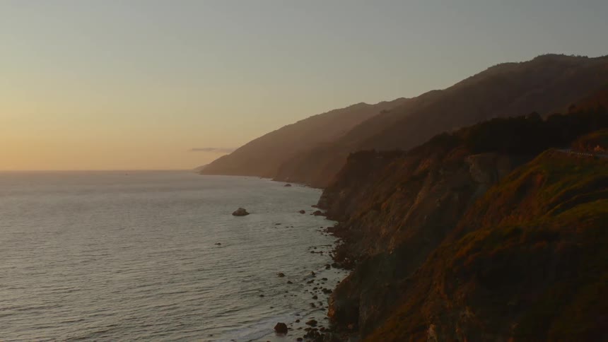 Landscape view of the shoreline and hills